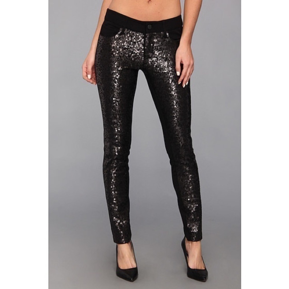 Paige Emily Ponte Black Sequin Pants